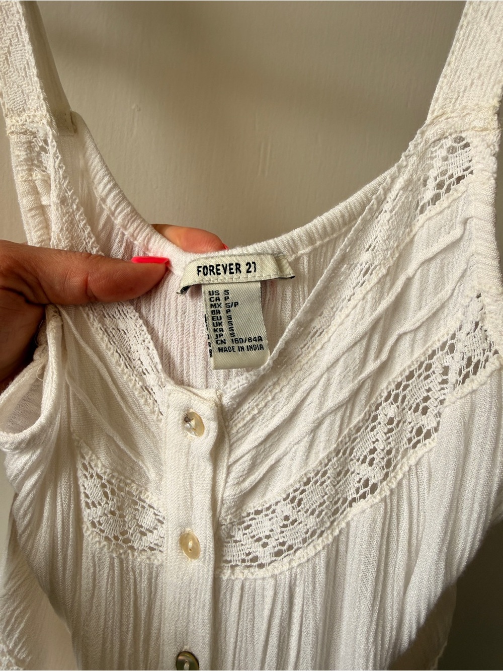 Forever 21 White Crochet-Trim Tiered Maxi Dress Prairie Boho S - Picture 12 of 14